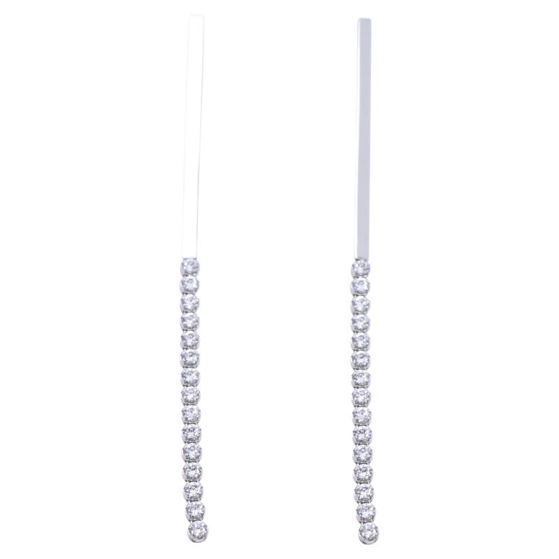 Celine Crystal-Embellishhed Bar Drop Earrings In Silver Metal